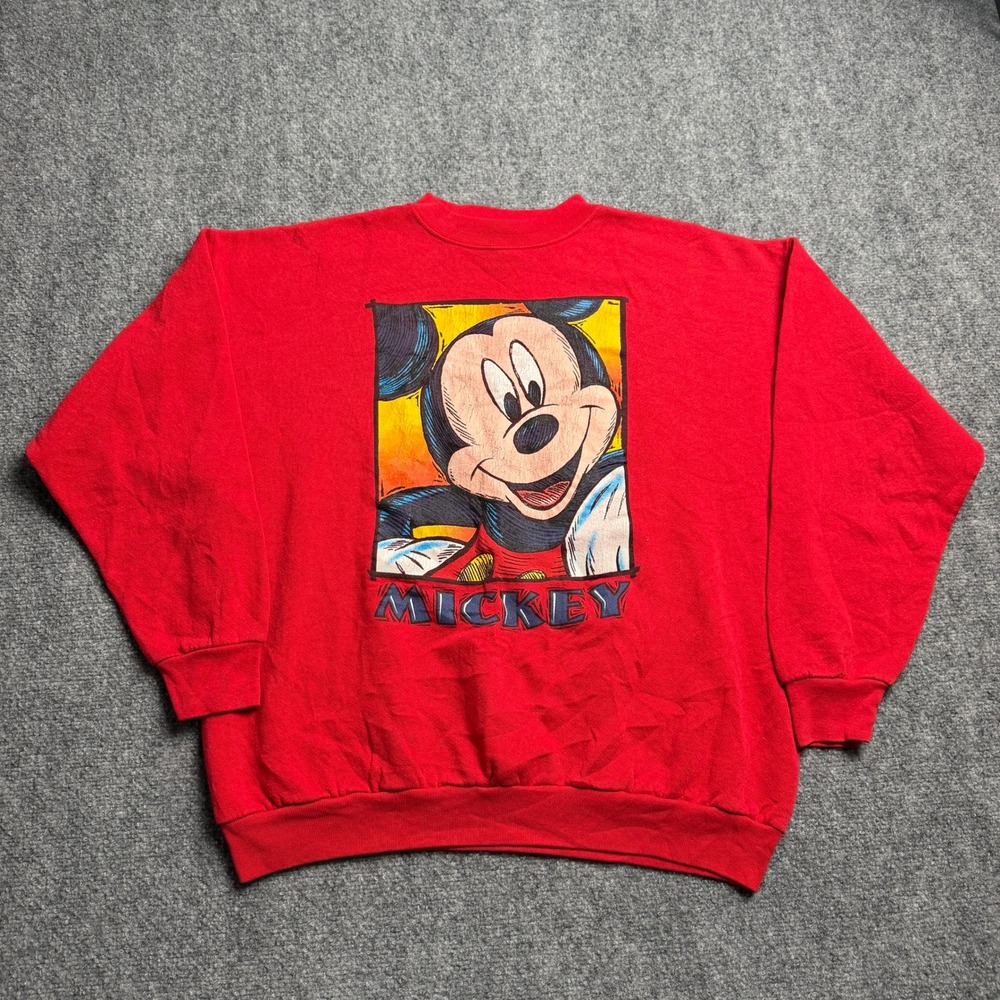 Vintage Mickey Unlimited Sweatshirt Red XL Disney Brazos Sportswear Made in USA